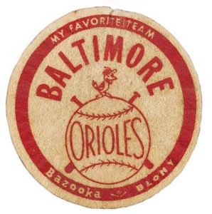 1958 Bazooka Felt Patches Baltimore Orioles